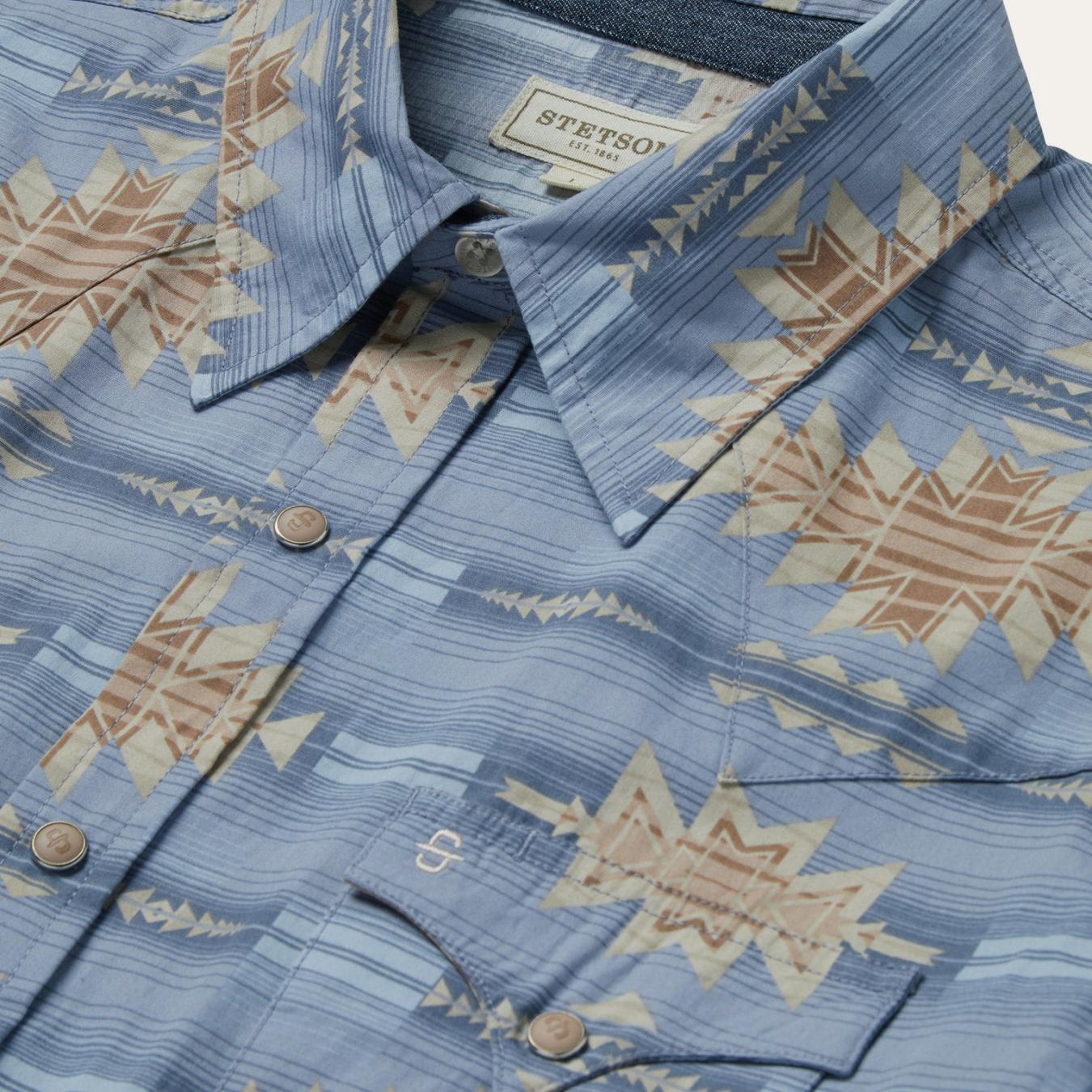 Men Western Shirts | Stetson Desert Horizon Shirt Blue
