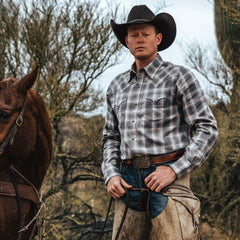 Men Western Shirts | Stetson Dobby Twill Plaid Shirt Brown