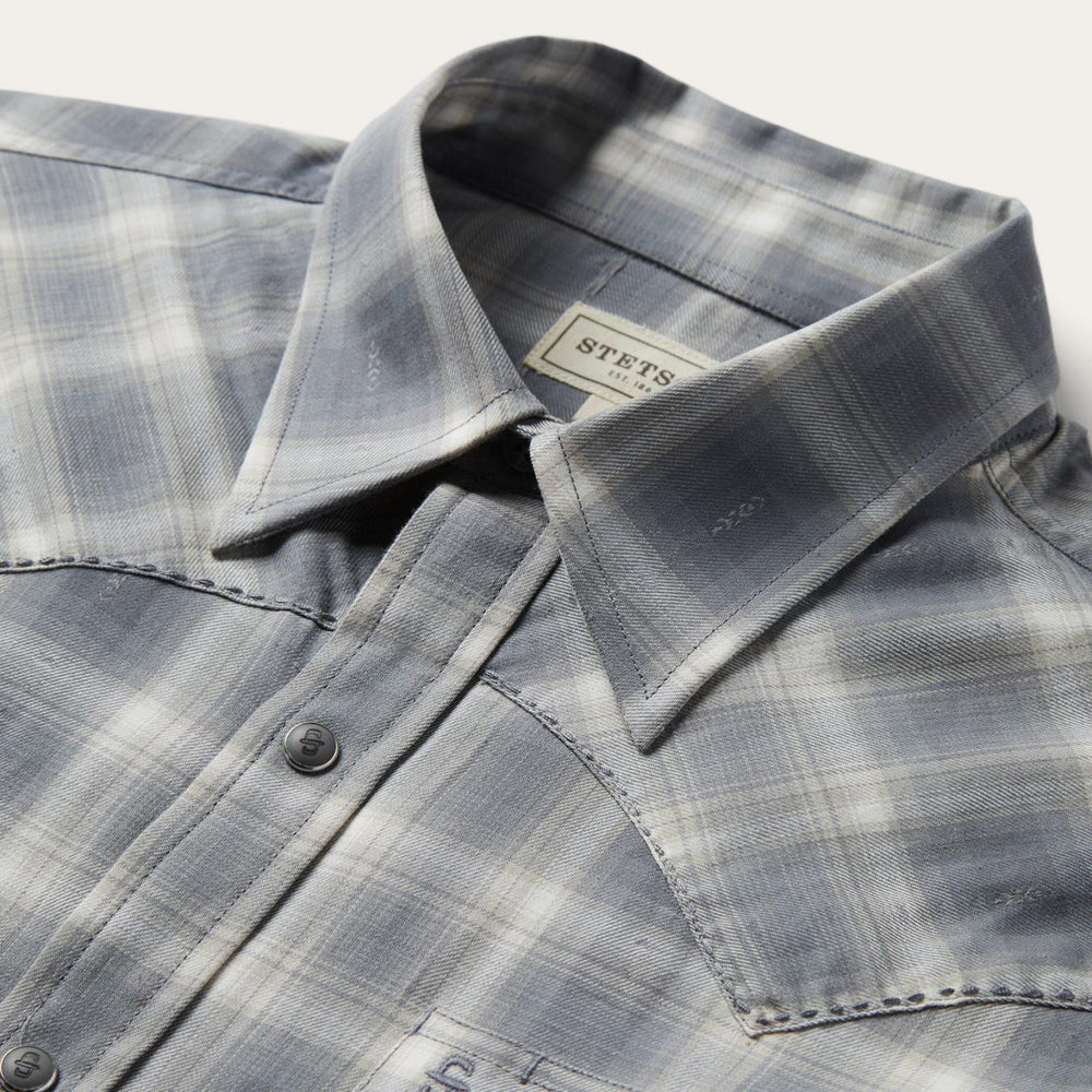 Men Western Shirts | Stetson Dobby Twill Plaid Shirt Brown