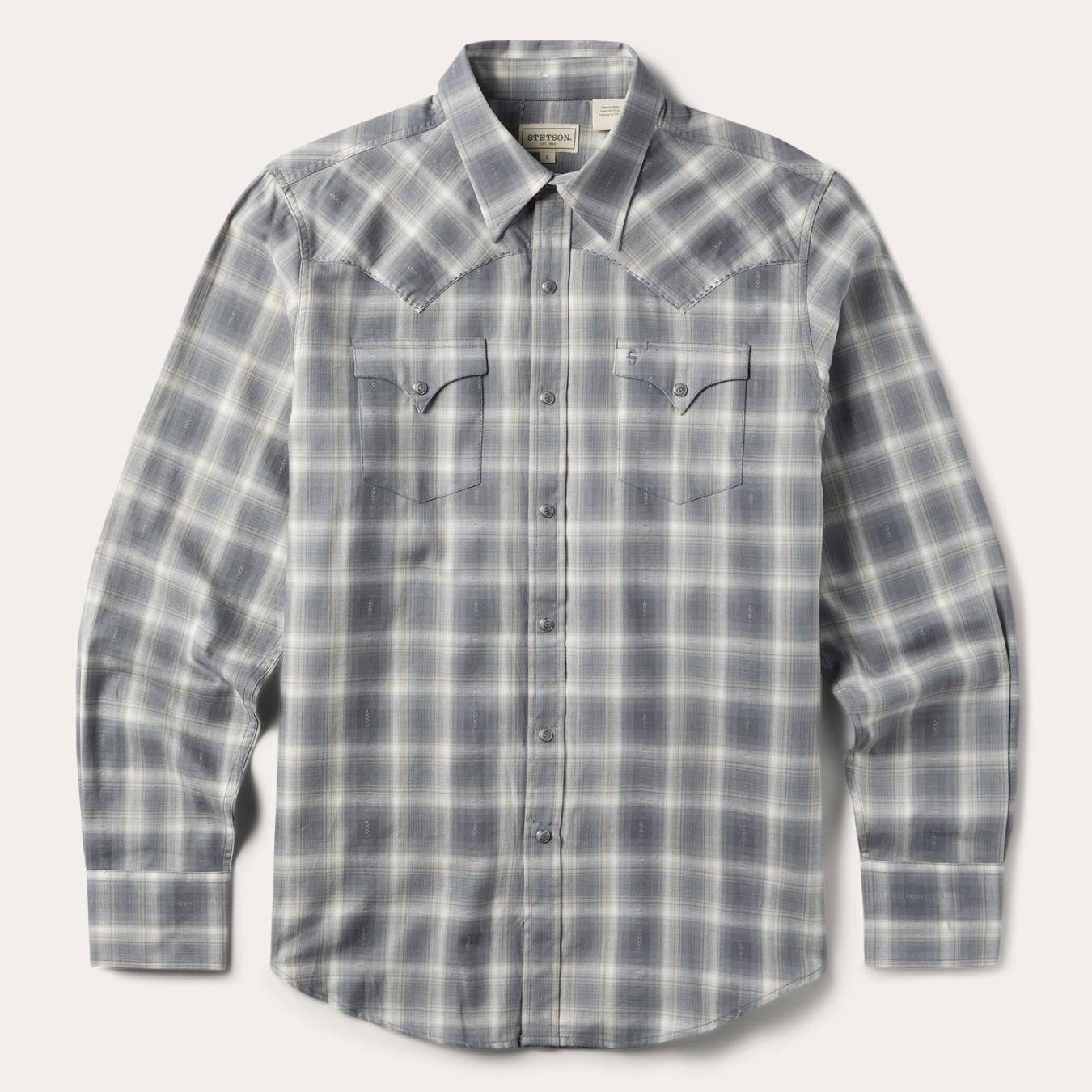 Men Western Shirts | Stetson Dobby Twill Plaid Shirt Brown