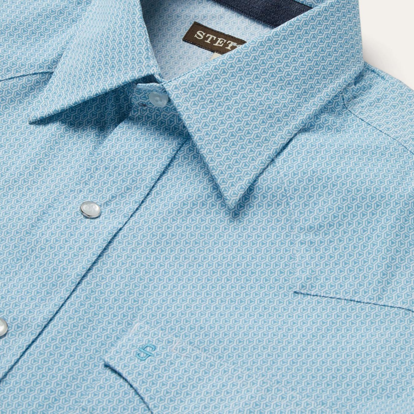 Men Western Shirts | Stetson Geo Western Shirt Blue