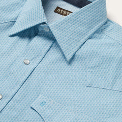 Men Western Shirts | Stetson Geo Western Shirt Blue