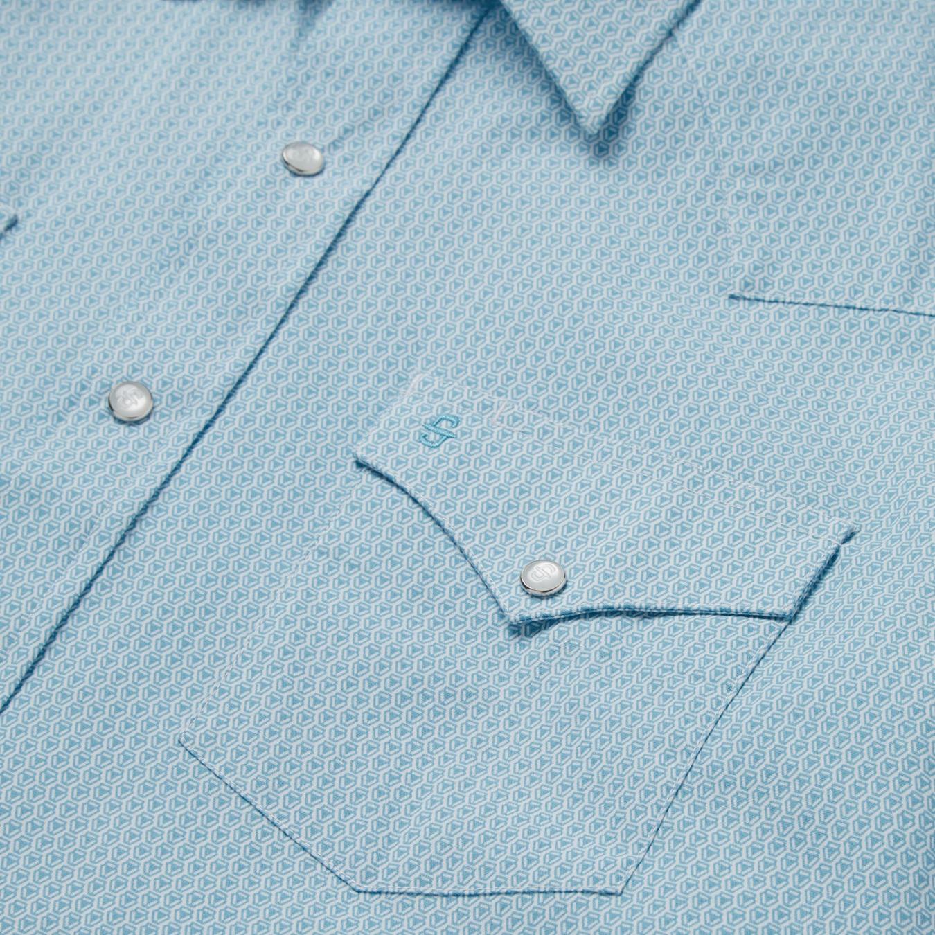 Men Western Shirts | Stetson Geo Western Shirt Blue