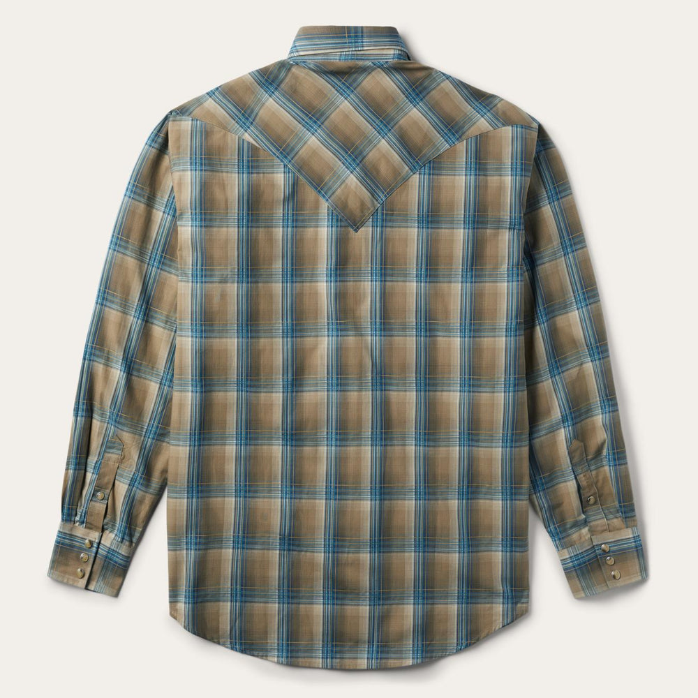 Men Western Shirts | Stetson Khaki Ombre Plaid Shirt Brown