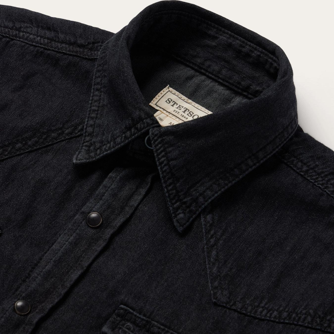 Men Western Shirts | Stetson Modern Denim Western Shirt Black