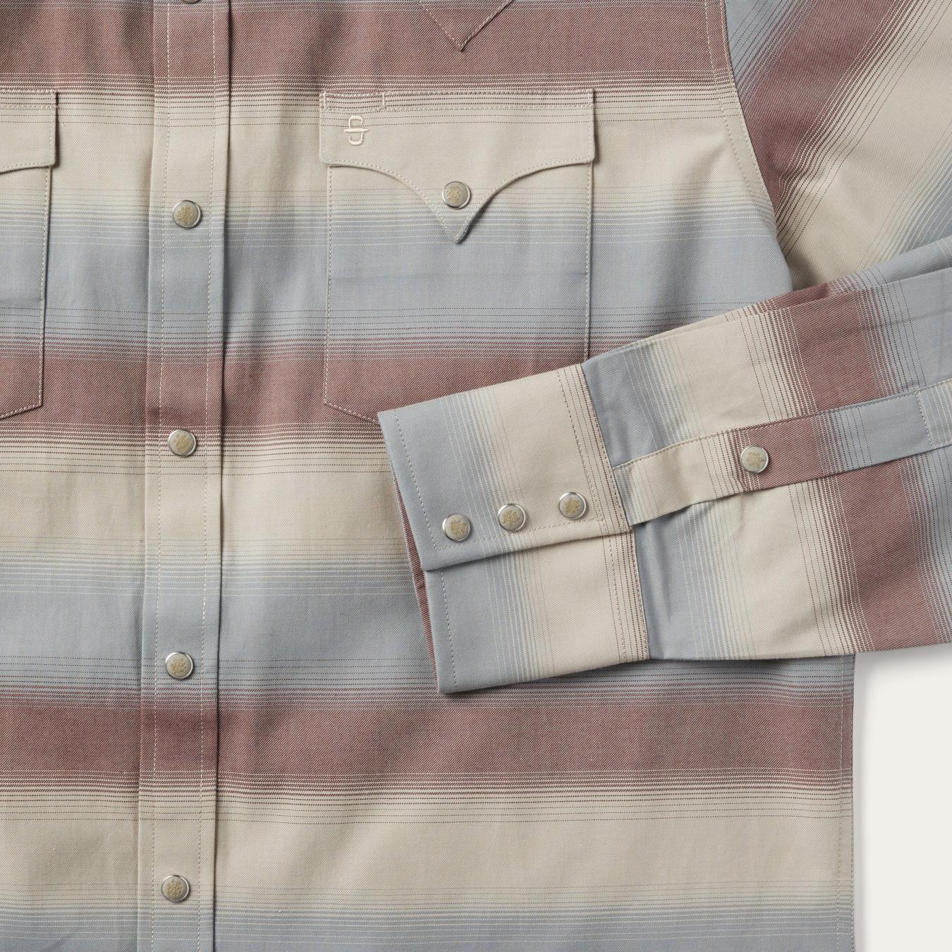 Men Western Shirts | Stetson Ombre Stripe Twill Shirt Wine