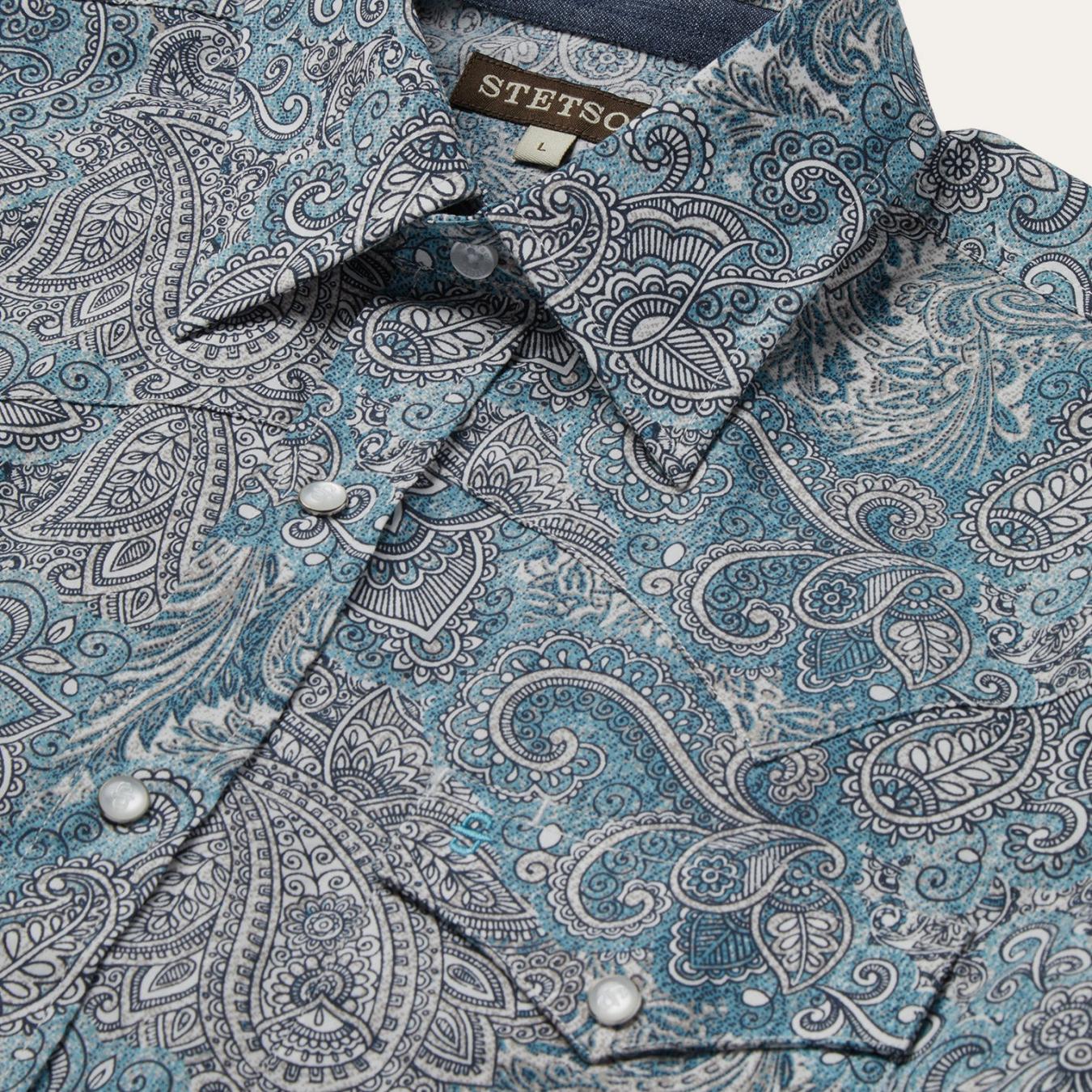 Men Western Shirts | Stetson Paisley Western Shirt Green