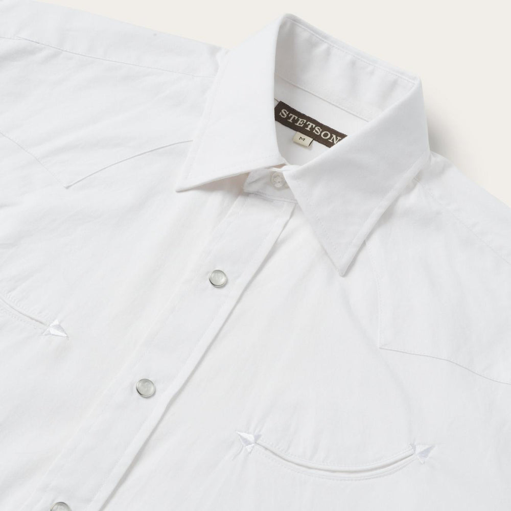 Men Western Shirts | Stetson Pin Point Oxford Shirt White