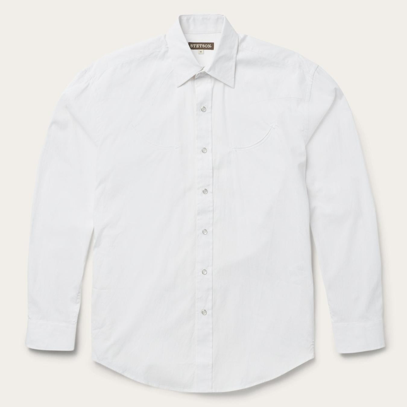 Men Western Shirts | Stetson Pin Point Oxford Shirt White