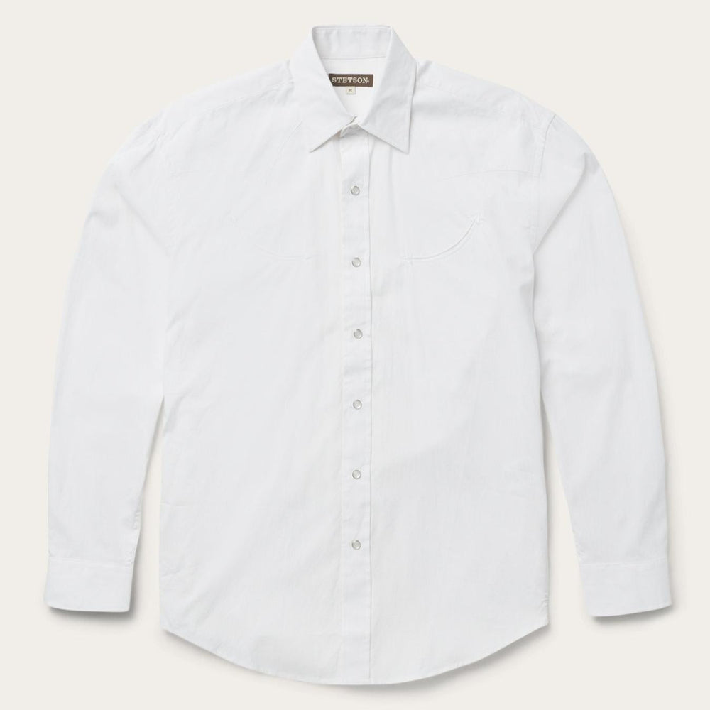 Men Western Shirts | Stetson Pin Point Oxford Shirt White