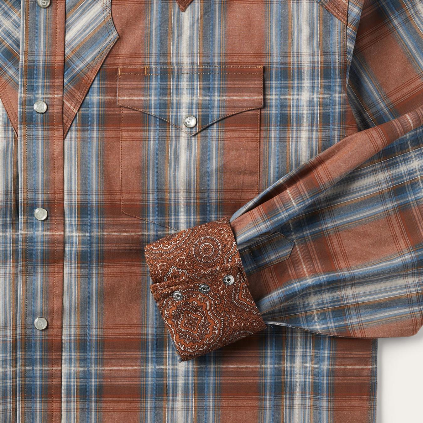 Men Western Shirts | Stetson Rustic Plaid Western Shirt Brown