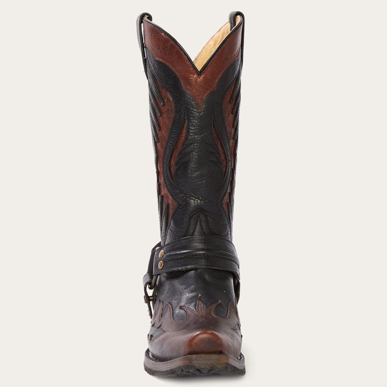 Men Western | Stetson Biker Outlaw Oiled Leather Cowboy Boot Brown