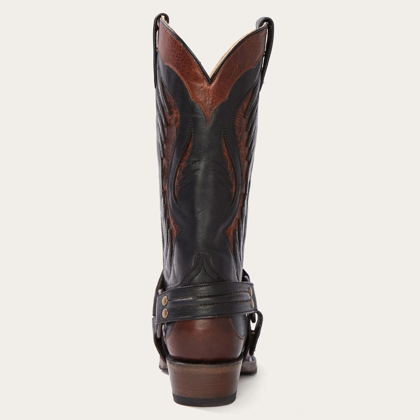 Men Western | Stetson Biker Outlaw Oiled Leather Cowboy Boot Brown