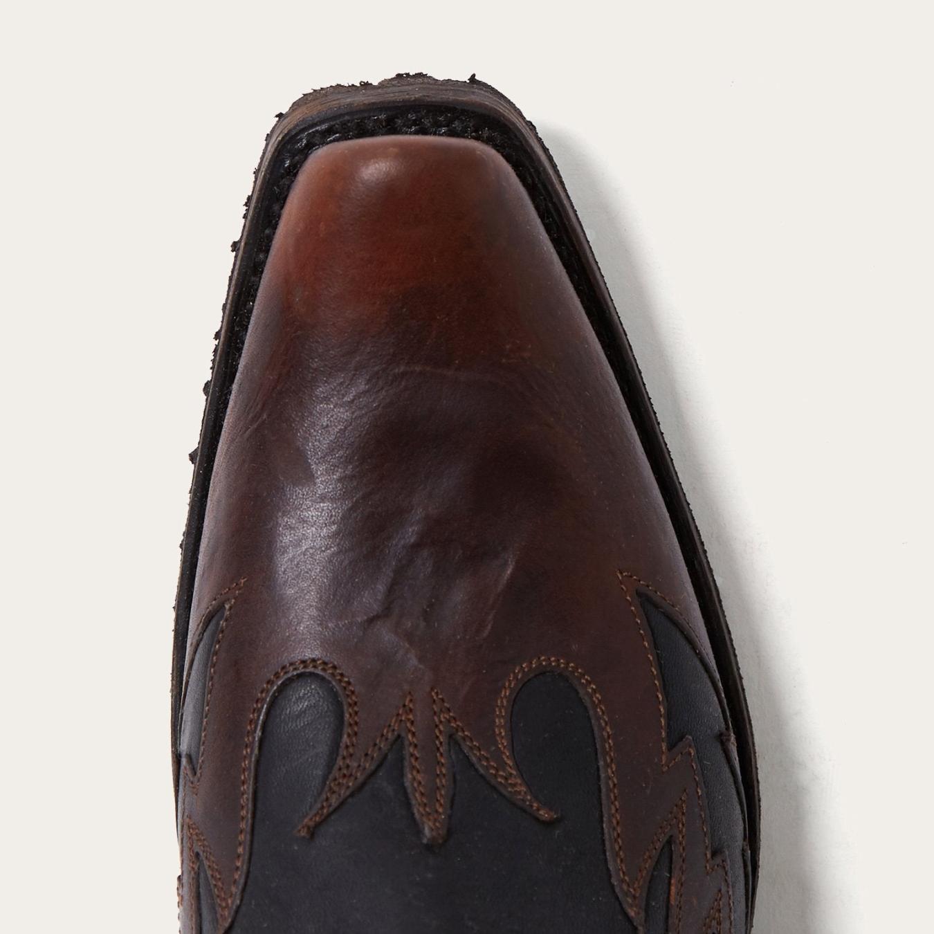 Men Western | Stetson Biker Outlaw Oiled Leather Cowboy Boot Brown