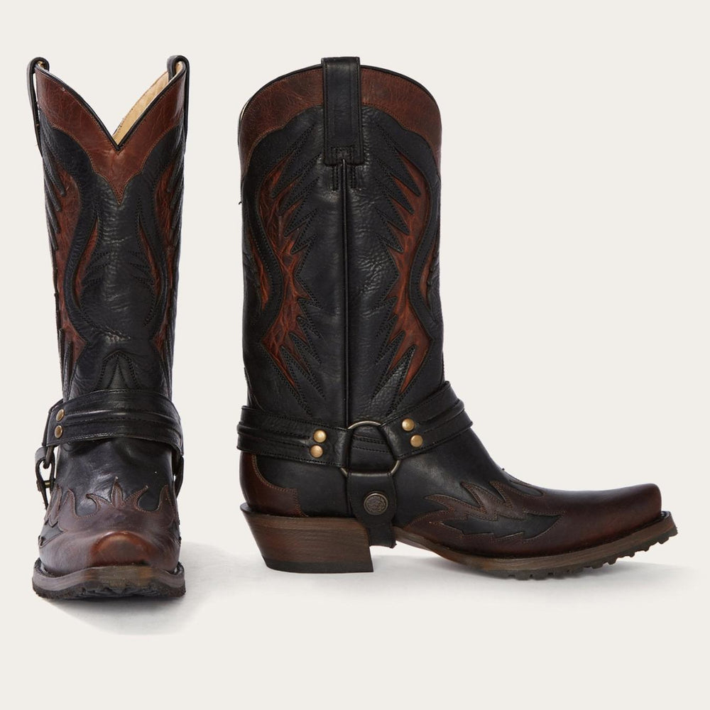 Men Western | Stetson Biker Outlaw Oiled Leather Cowboy Boot Brown