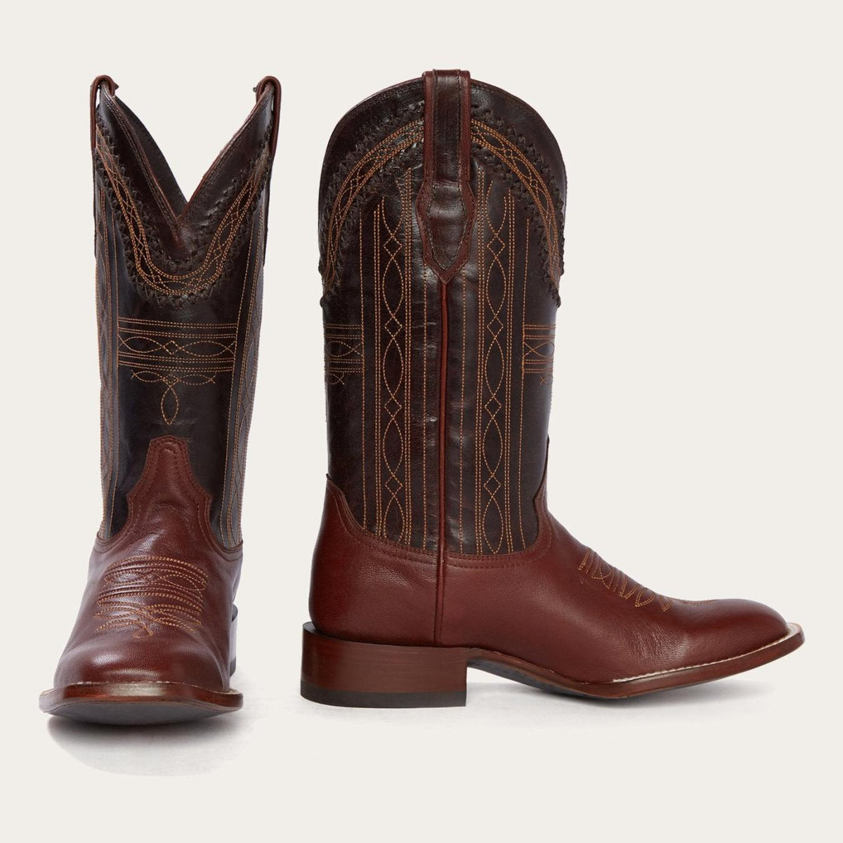 Men Western | Stetson Denver Brown Goat Hand Stitched Cowboy Boot Brown