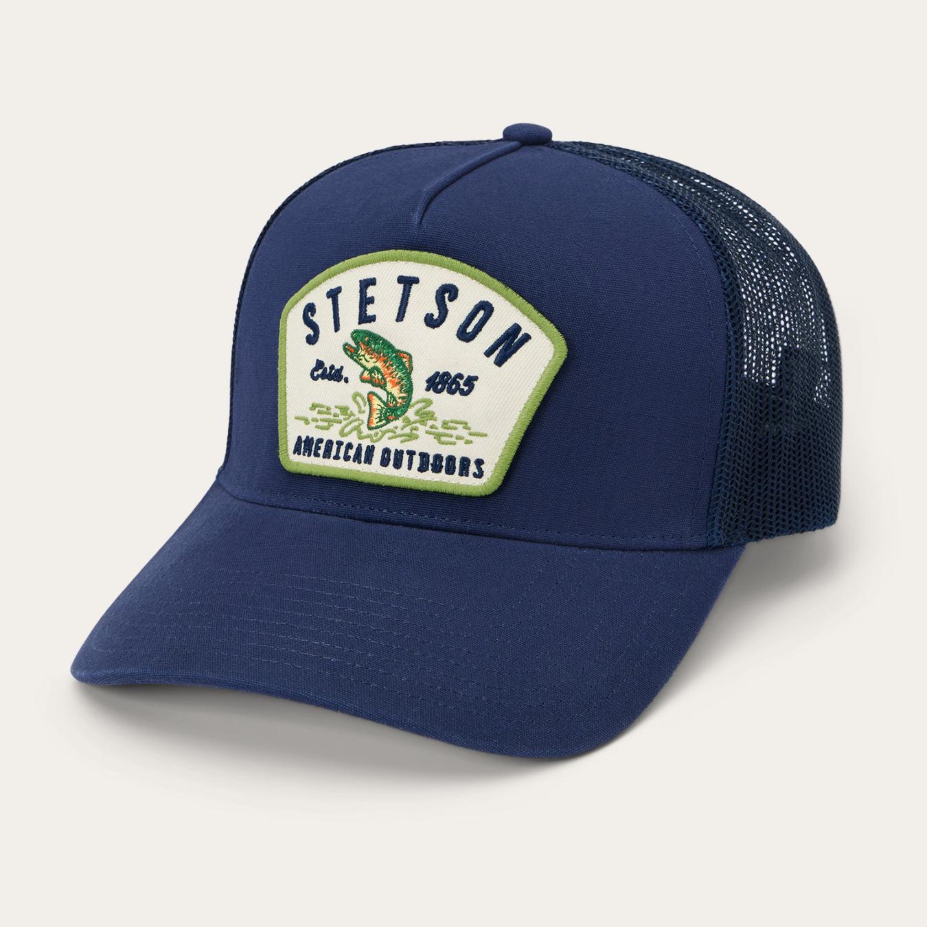 Men/Women Caps &amp; Truckers | Stetson Fishing Patch Trucker Cap Navy