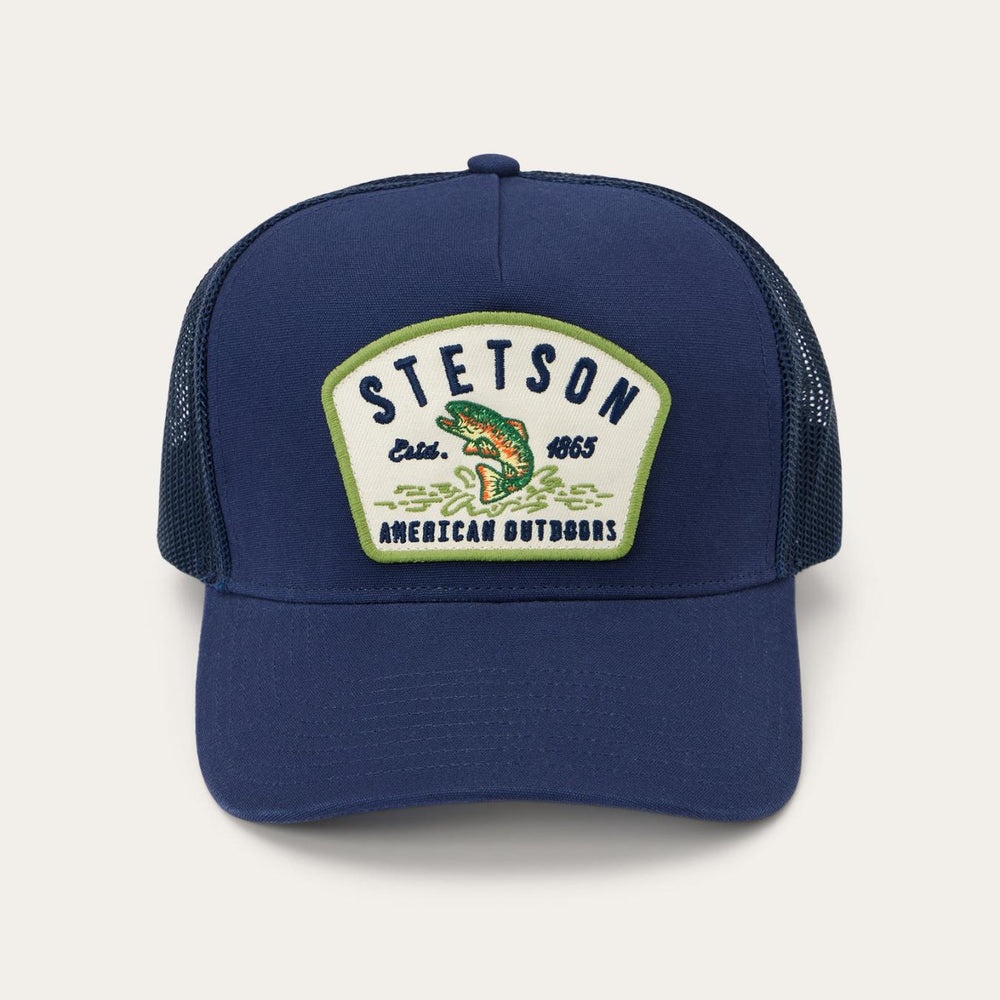 Men/Women Caps &amp; Truckers | Stetson Fishing Patch Trucker Cap Navy