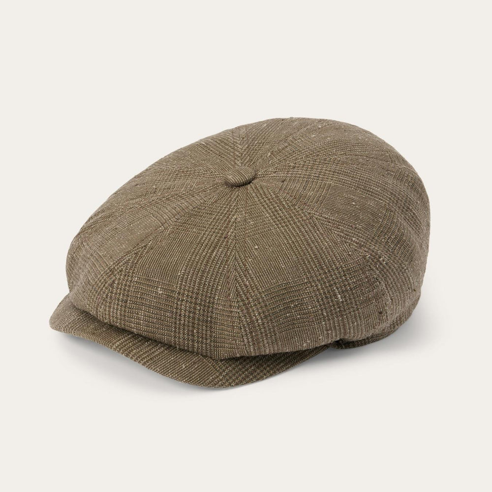 Men/Women Caps &amp; Truckers | Stetson Glen Check Linen/Silk Hatteras Cap Olive Check