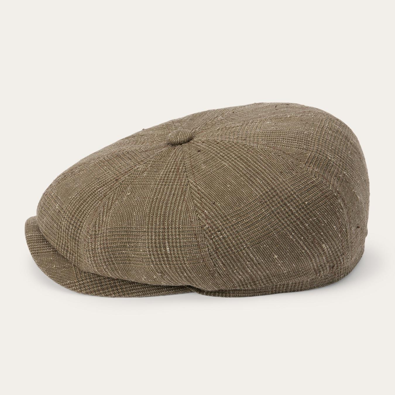 Men/Women Caps &amp; Truckers | Stetson Glen Check Linen/Silk Hatteras Cap Olive Check