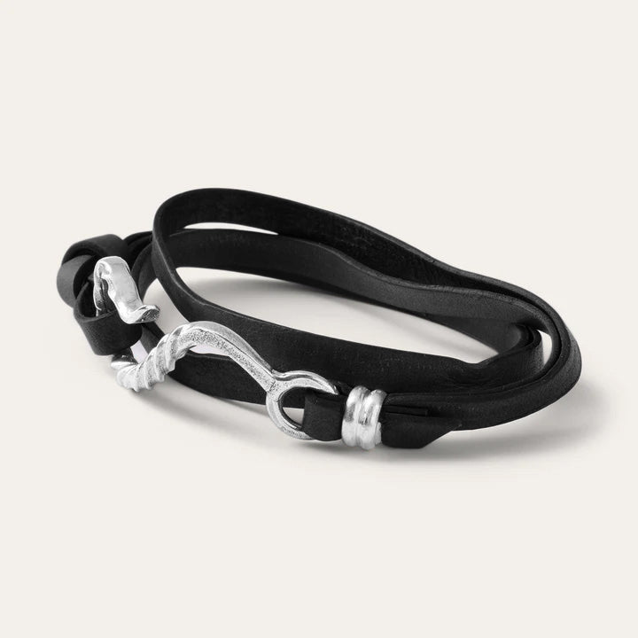 Men/Women Jewelry | Stetson Hook Leather Bracelet Black Leather