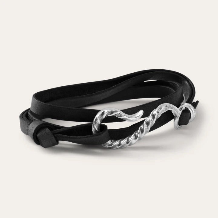 Men/Women Jewelry | Stetson Hook Leather Bracelet Black Leather