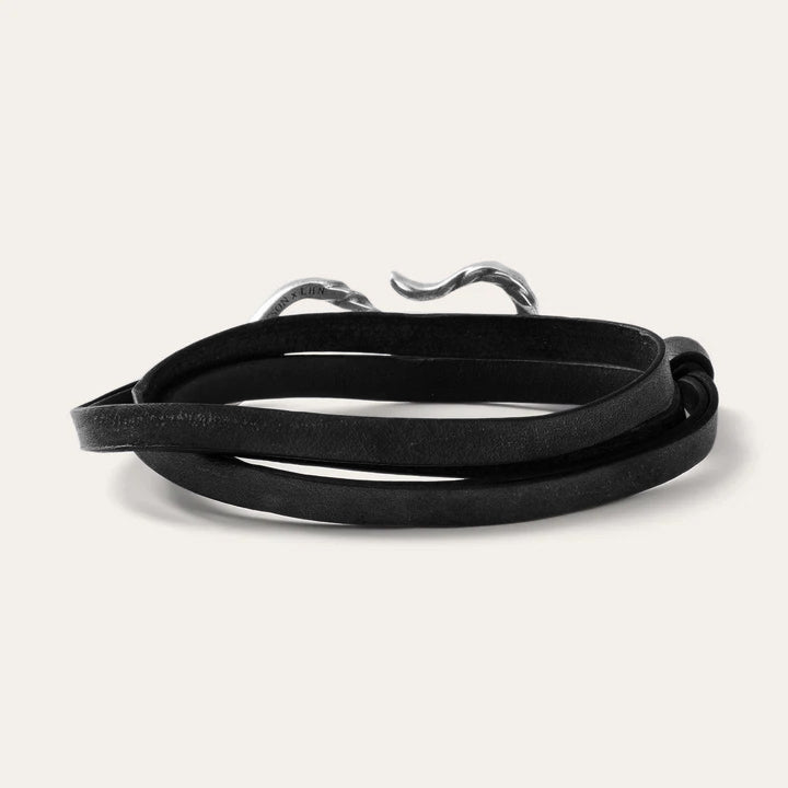Men/Women Jewelry | Stetson Hook Leather Bracelet Black Leather