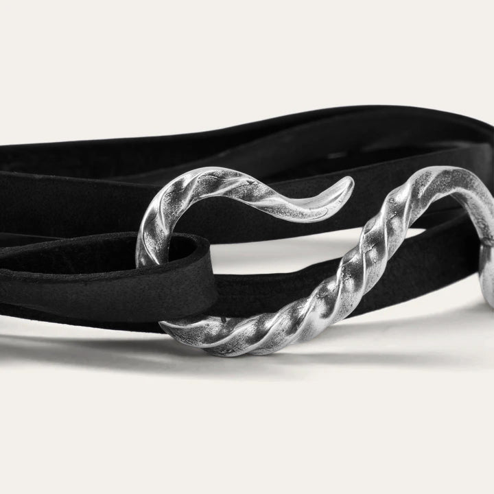 Men/Women Jewelry | Stetson Hook Leather Bracelet Black Leather