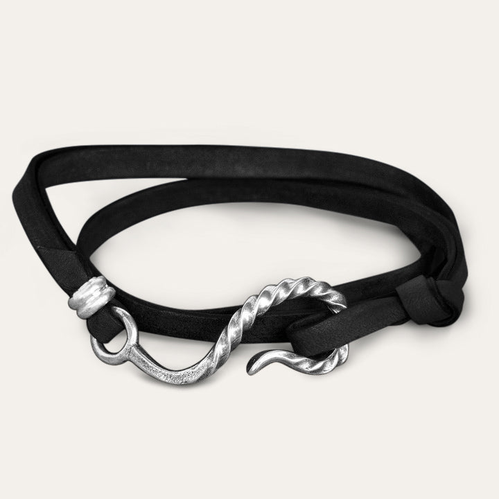 Men/Women Jewelry | Stetson Hook Leather Bracelet Black Leather