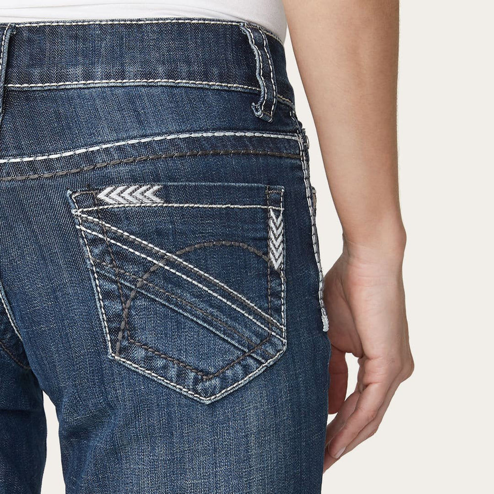 Women Denim | Stetson 214 City Trouser Jeans With Chevron Back Pocket Blue
