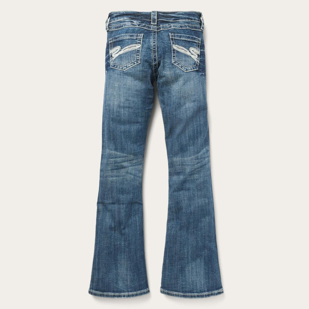 Women Denim | Stetson 816 Fit Jeans With White "S" Back Pocket Blue