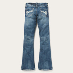 Women Denim | Stetson 816 Fit Jeans With White "S" Back Pocket Blue