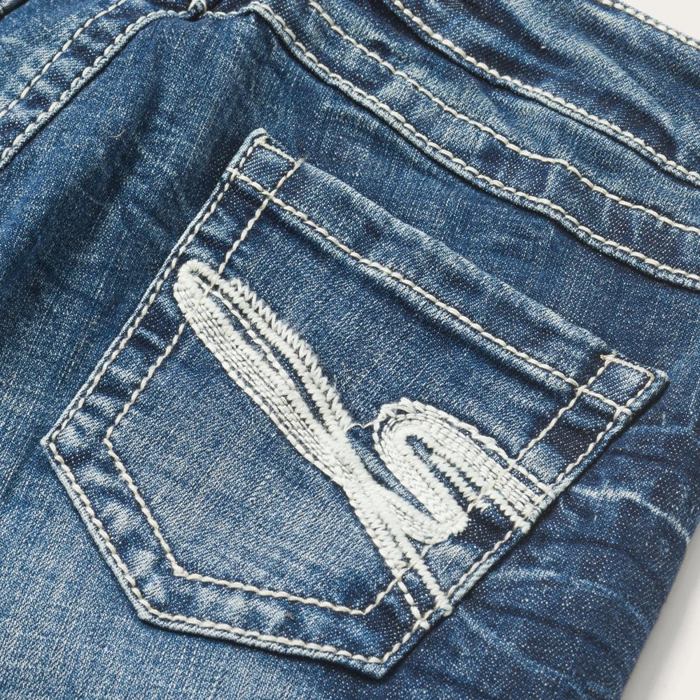 Women Denim | Stetson 816 Fit Jeans With White "S" Back Pocket Blue