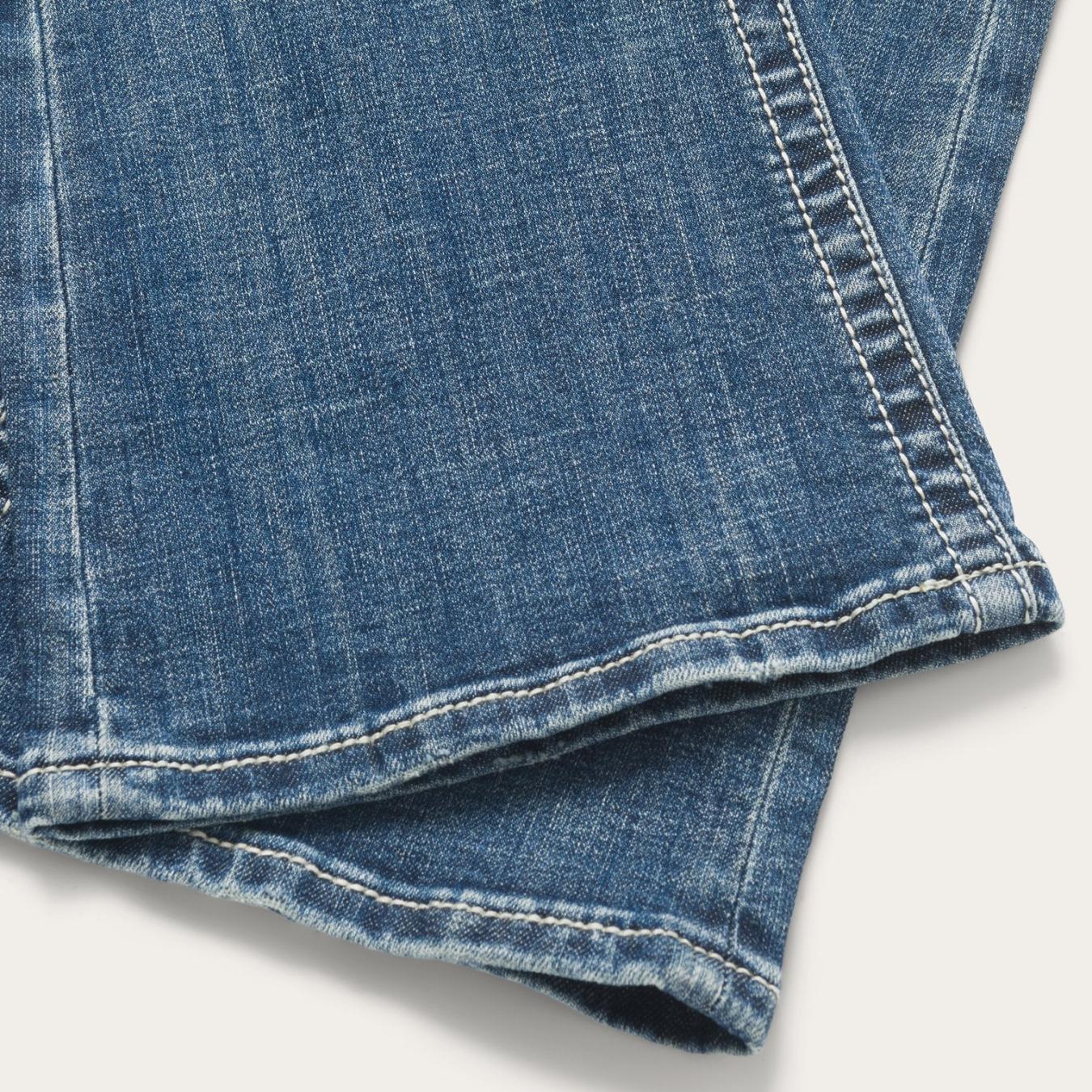 Women Denim | Stetson 816 Fit Jeans With White "S" Back Pocket Blue