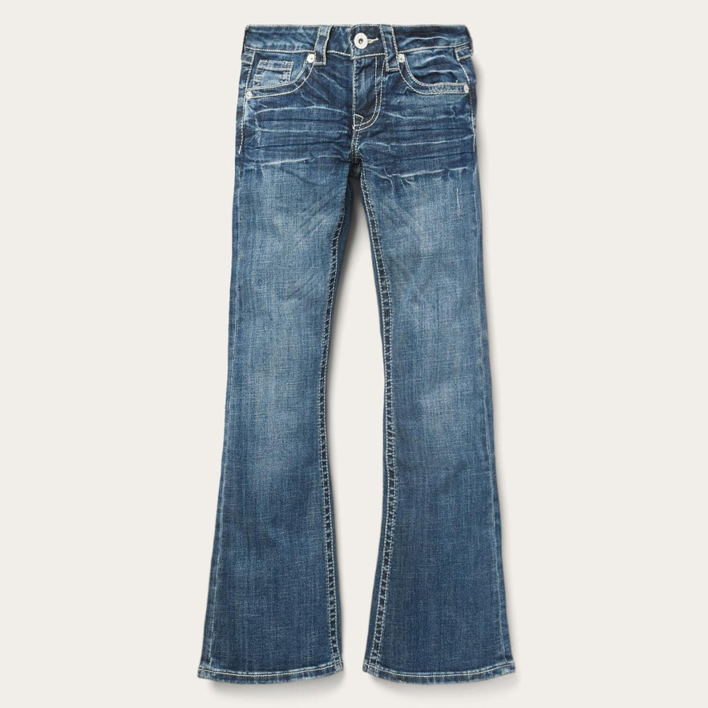 Women Denim | Stetson 816 Fit Jeans With White "S" Back Pocket Blue