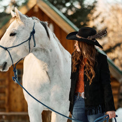 Women Fringe Jackets | Stetson Fringe Suede Jacket Black