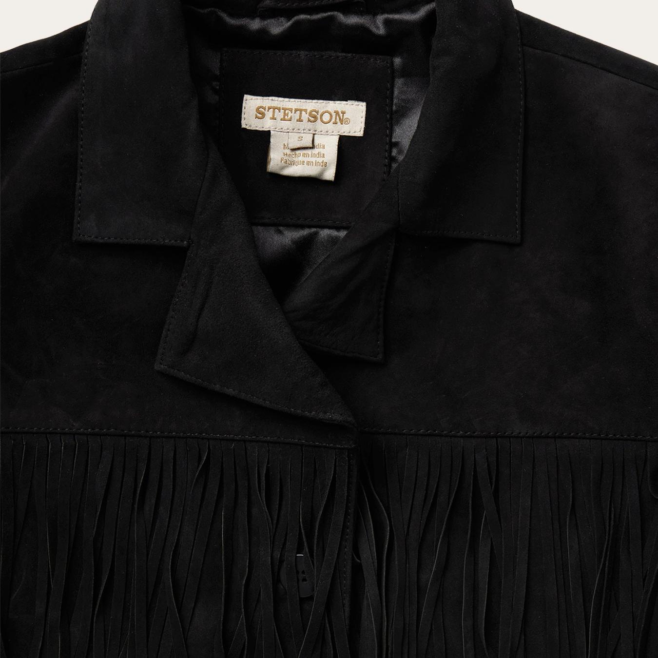 Women Fringe Jackets | Stetson Fringe Suede Jacket Black