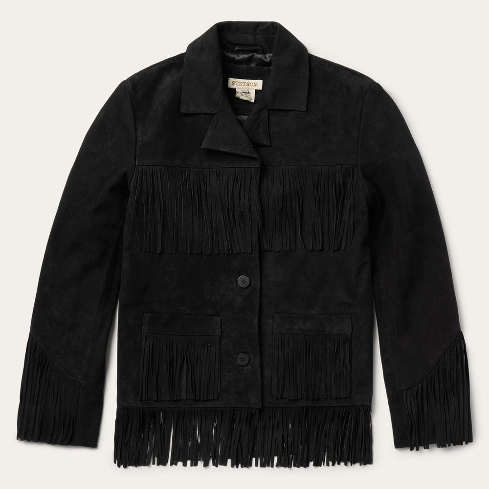 Women Fringe Jackets | Stetson Fringe Suede Jacket Black