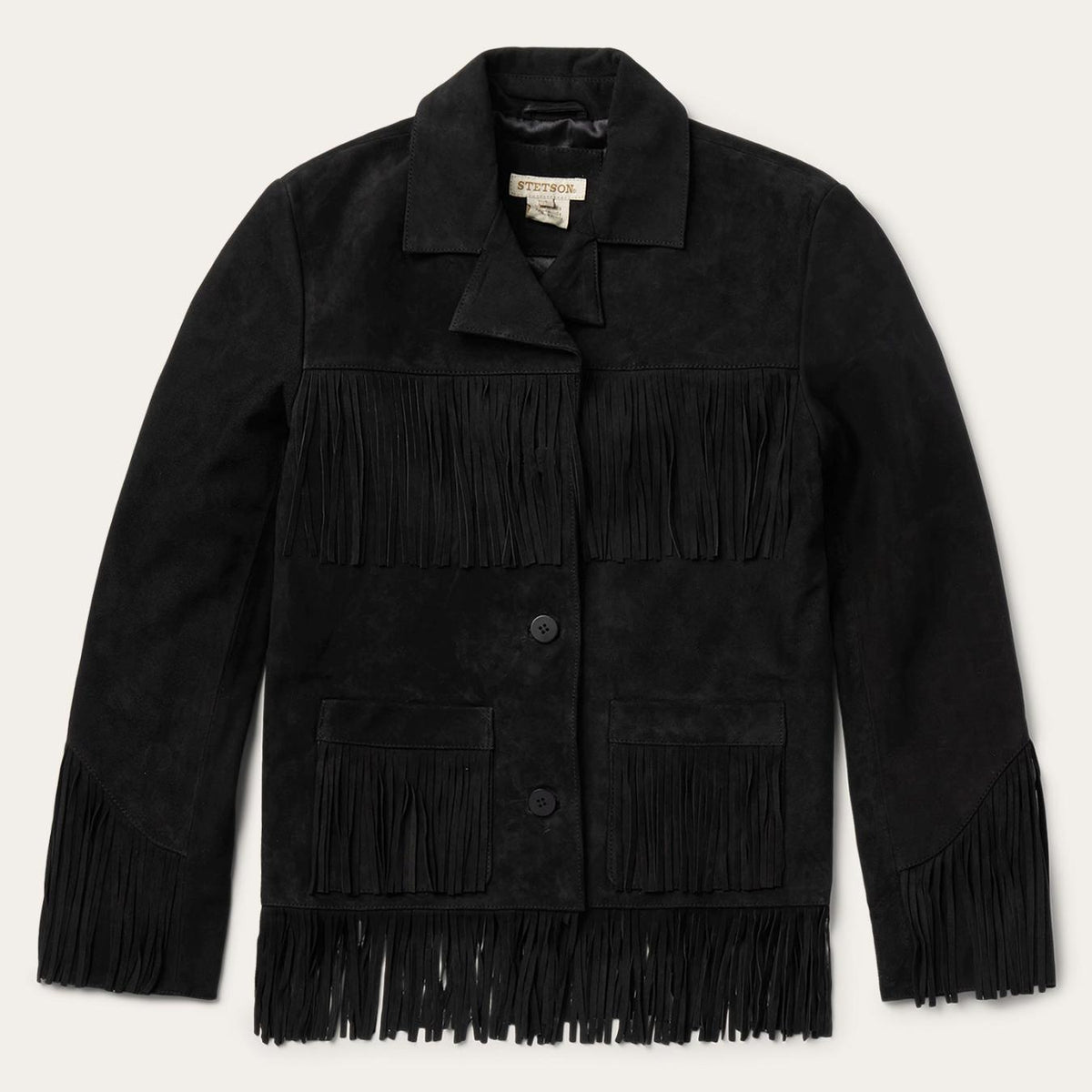 Women Fringe Jackets | Stetson Fringe Suede Jacket Black