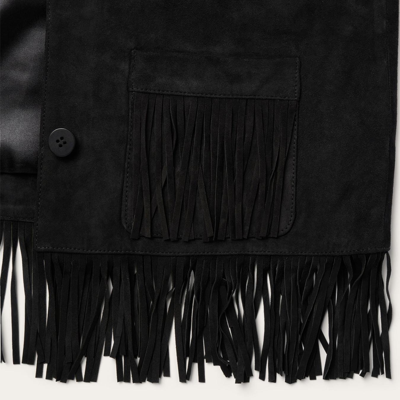 Women Fringe Jackets | Stetson Fringe Suede Jacket Black