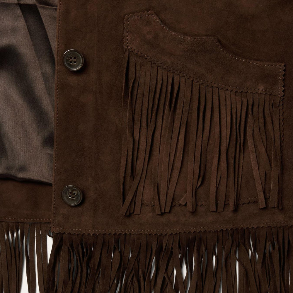 Women Fringe Jackets | Stetson Fringe Suede Jacket Chocolate
