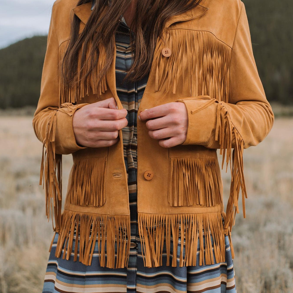 Women Fringe Jackets | Stetson Fringe Suede Jacket Tan