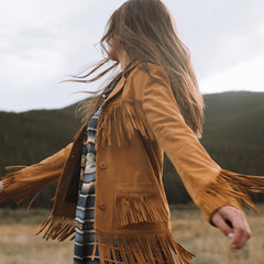 Women Fringe Jackets | Stetson Fringe Suede Jacket Tan