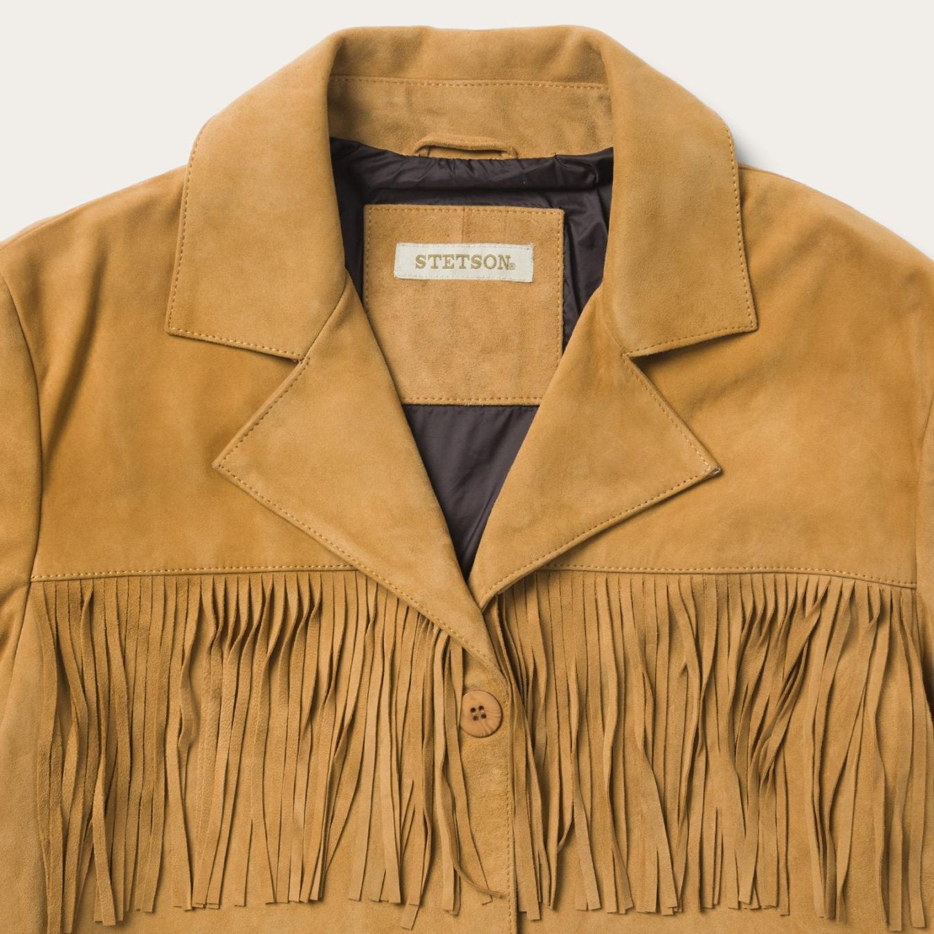 Women Fringe Jackets | Stetson Fringe Suede Jacket Tan