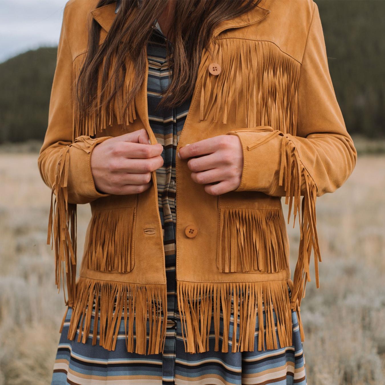 Women Fringe Jackets | Stetson Lamb Suede Fringed Jacket Brown
