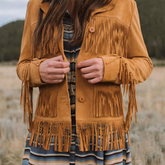 Women Fringe Jackets | Stetson Lamb Suede Fringed Jacket Brown