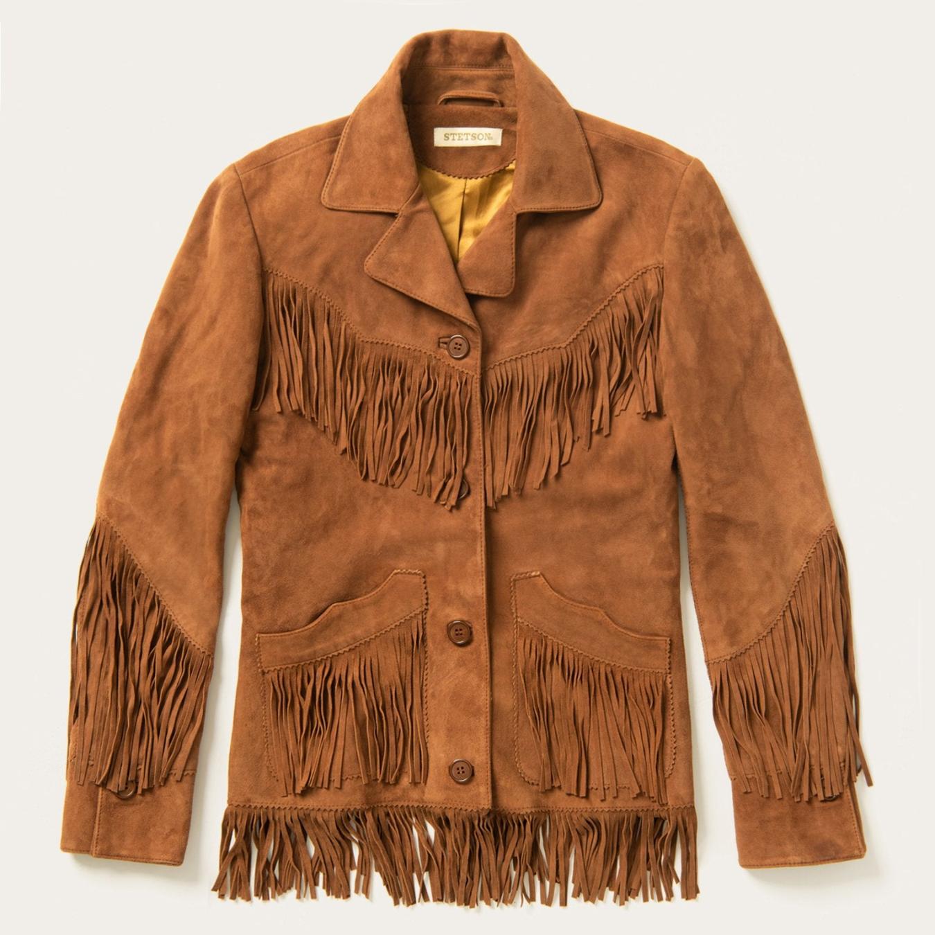 Women Fringe Jackets | Stetson Lamb Suede Fringed Jacket Brown