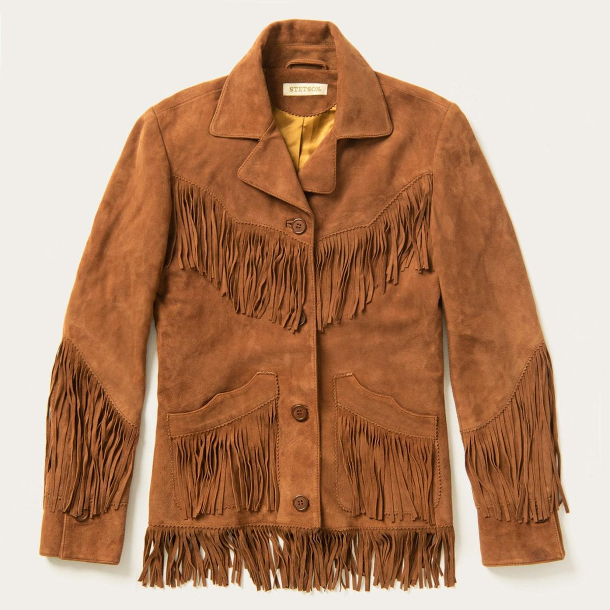 Women Fringe Jackets | Stetson Lamb Suede Fringed Jacket Brown