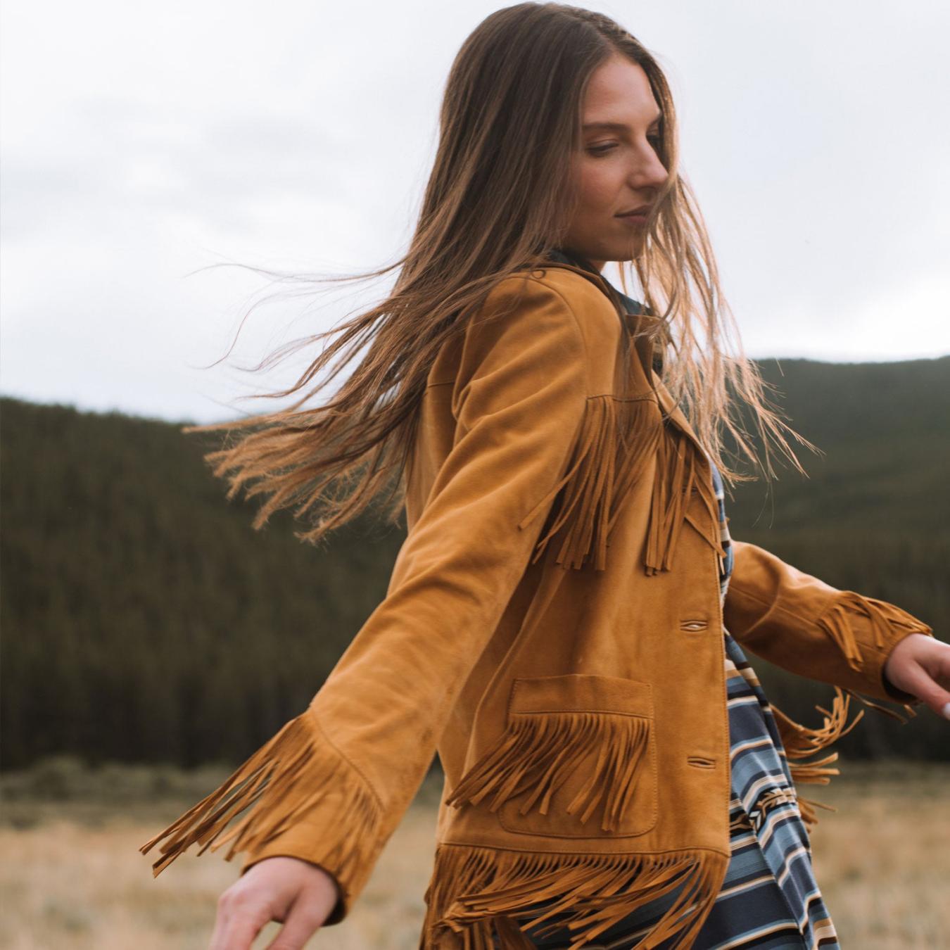 Women Fringe Jackets | Stetson Lamb Suede Fringed Jacket Brown
