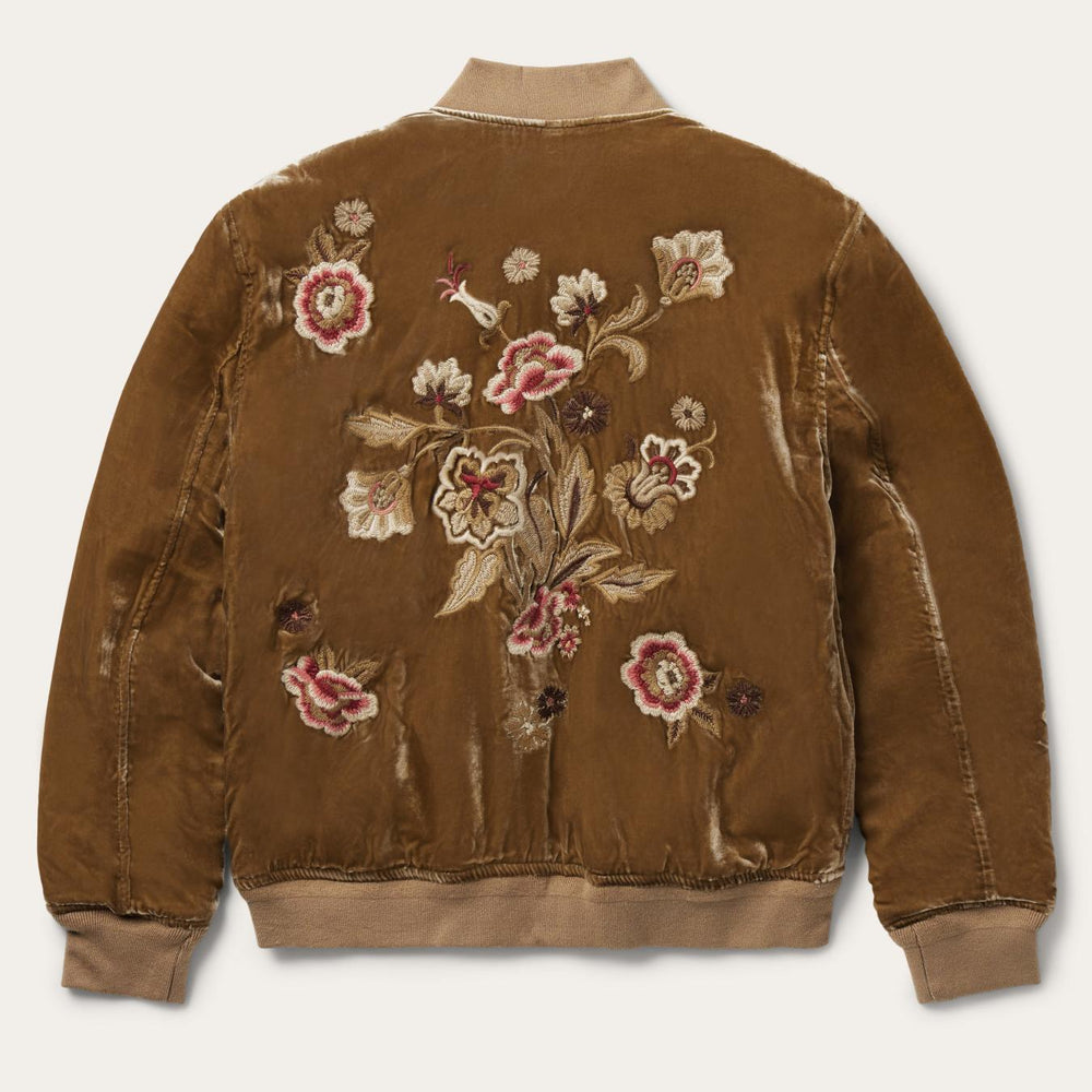 Women Jackets | Stetson Embroidered Velvet Bomber Jacket Copper